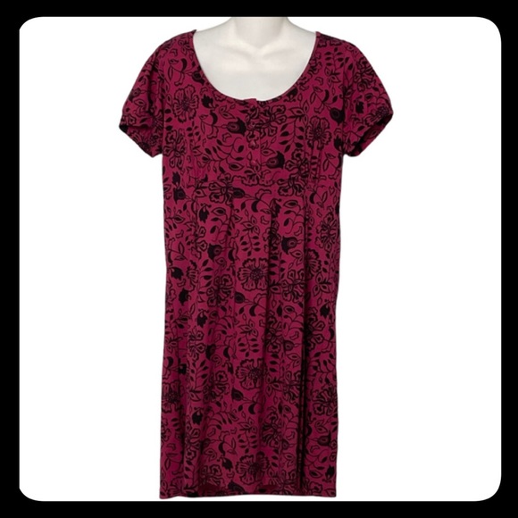 RGL NEW YORK Fuchsia & Black Short Sleeves Dress Size L - Picture 1 of 10